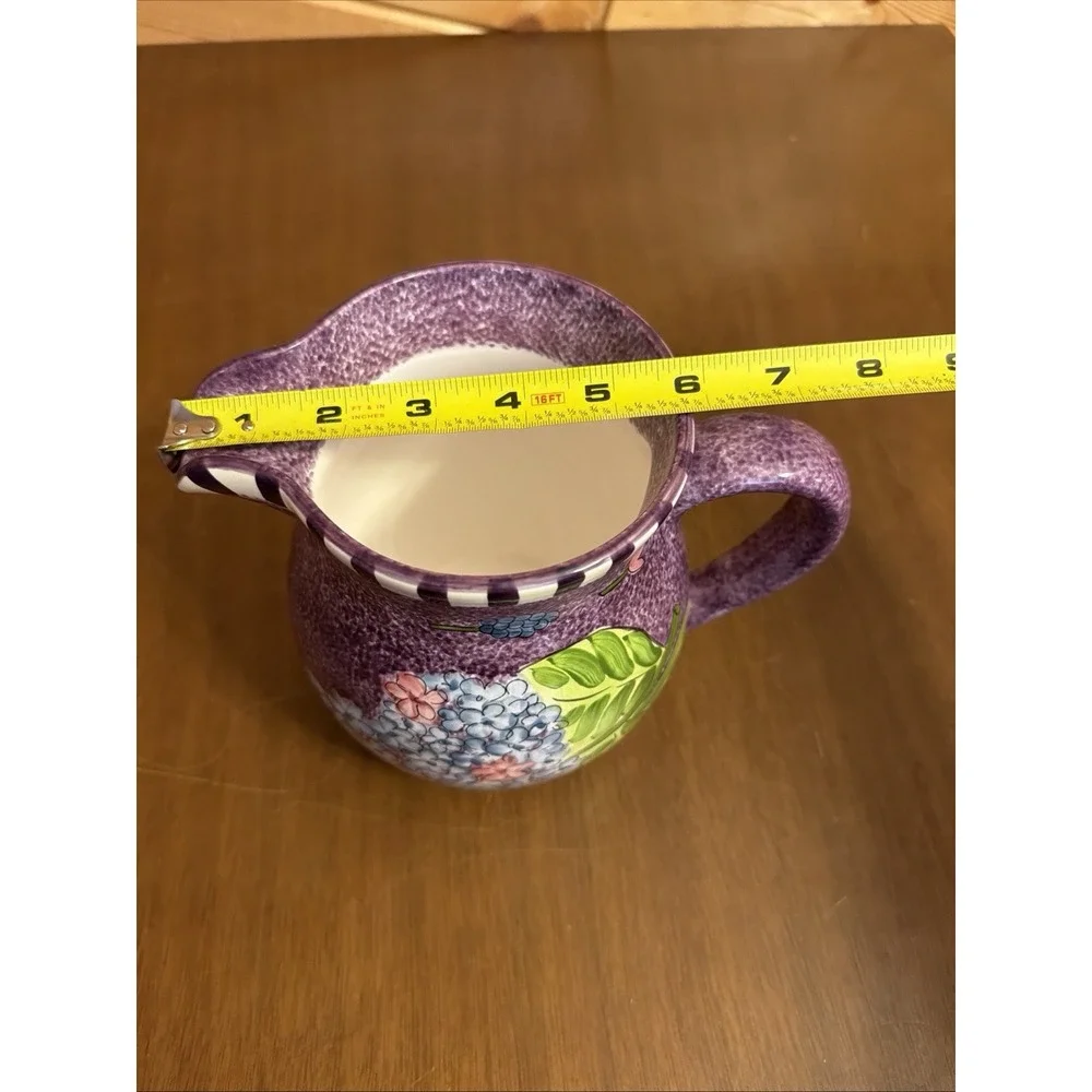 Gatesware By Laurie Gates Purple Pitcher Hydrangeas Microwave Safe